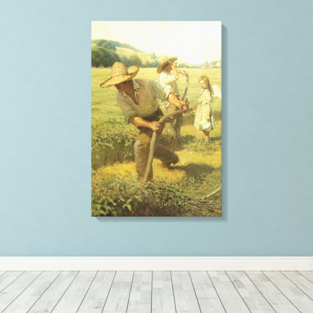 Vintage Bauer, Zurück in den landwirtschaftlichen  Leinwanddruck (Insitu (Holzboden))
