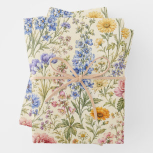 Vintage Bauern garten Cottage Garden Blumen Geschenkpapier Set