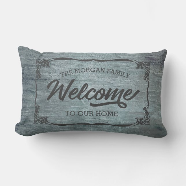 Vintage Bauernfamilie Begrüßungsmonogramm Lendenkissen (Vorderseite)