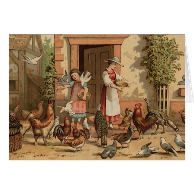 Vintage Bauernhof-Haus-Mutter und Tochter (Vorderseite (Horizontal))