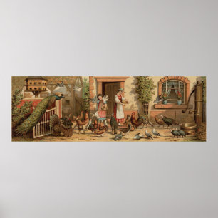 Vintage Bauernhof-Hausmutter und Tochter-Druck Poster