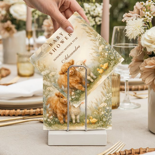 Vintage-Bauernhoftiere-Wiese-Baby-Party Serviette (Von Creator hochgeladen)