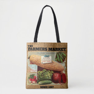 Vintage-Bauernmarkt-Faux-Jute-Sack-Vorlage