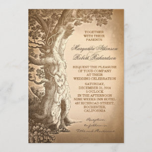 Vintage Baum alte rustikale Hochzeitseinladungen Einladung