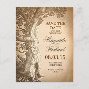 Vintage Baum alte rustikale speichern Dattelkarten Save The Date