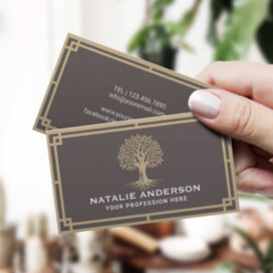 Vintage-Baum-Logo Eleganter Life Coach Yoga SPA Visitenkarte