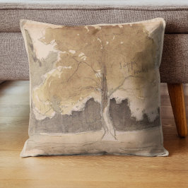 Vintage-Baumlandschaft-Aquarell, neutrales Cottage Kissen