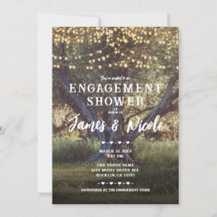 Vintage Baumleuchten Walddusche Verlobung Einladung