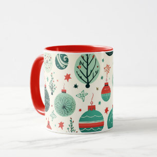 Vintage Baumschmuck Muster Retro Weihnachten Tasse