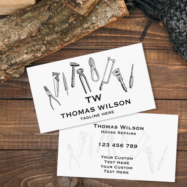 Vintage Bauweise Handyman Carpenter Tools Busi Visitenkarte (Von Creator hochgeladen)