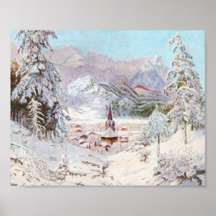 Vintage bayerische Winter-Weihnachtskunst Poster