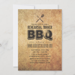 Vintage-BBQ-Hochzeitsprobe-Dinner Einladung
