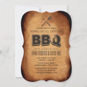 Vintage-BBQ-Hochzeitsprobe-Dinner Einladung