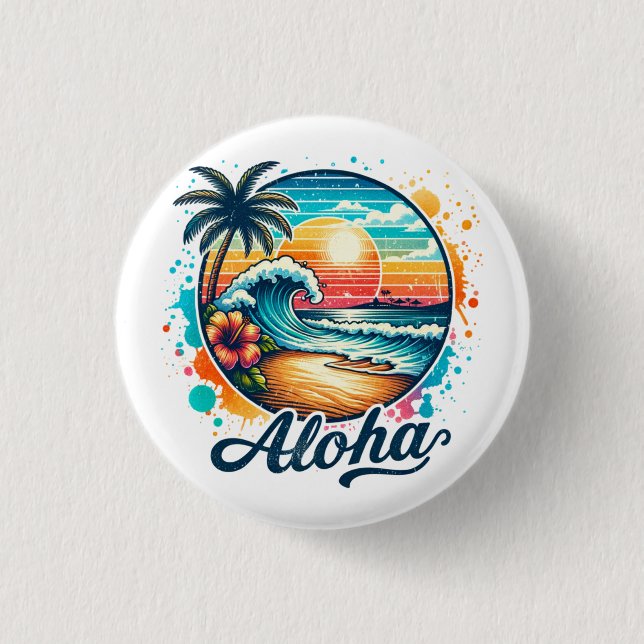 Vintage Beach Aloha Sublimierung-94953 Button (Vorderseite)