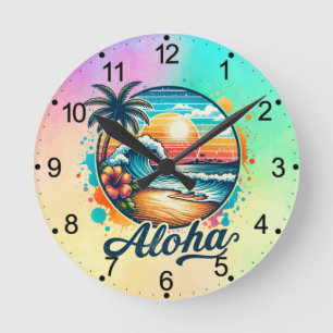 Vintage Beach Aloha Sublimierung-94953 Runde Wanduhr