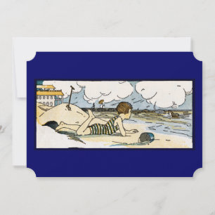 Vintage Beach Art Seascape Individuelle Einladunge Einladung
