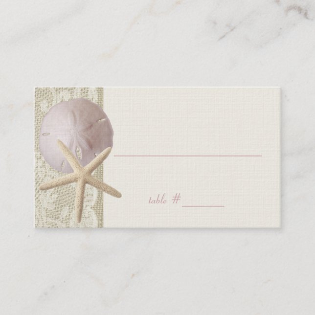 Vintage Beach Elfenbeinsitzkarten Platzkarte (Vorderseite)