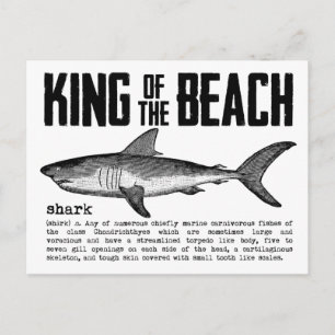 Vintage Beach King Hai Definition Schwarz und Weiß Postkarte