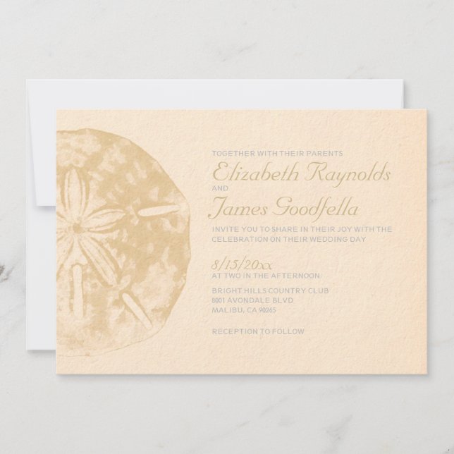 Vintage Beach Sand Dollar Hochzeit Einladungen (Vorderseite)