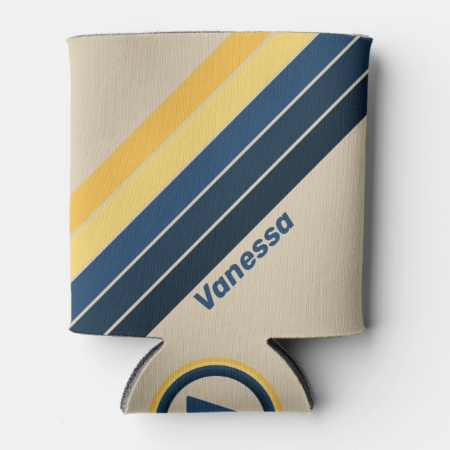 Vintage Beach Sand Stripes with Name Dosenkühler (Vorderseite)