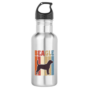 Vintage-Beagle-Hund Retro-Streifen-Vektor-Design_1 Edelstahlflasche