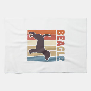 Vintage-Beagle-Hund Retro-Streifen-Vektor-Design_1 Geschirrtuch