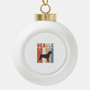 Vintage-Beagle-Hund Retro-Streifen-Vektor-Design_1 Keramik Kugel-Ornament