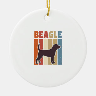 Vintage-Beagle-Hund Retro-Streifen-Vektor-Design_1 Keramik Ornament
