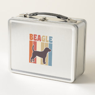 Vintage-Beagle-Hund Retro-Streifen-Vektor-Design_1 Metall Brotdose