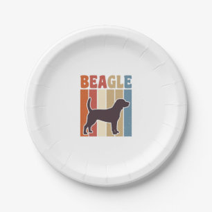 Vintage-Beagle-Hund Retro-Streifen-Vektor-Design_1 Pappteller