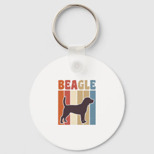 Vintage-Beagle-Hund Retro-Streifen Vektor-Design_1 Schlüsselanhänger