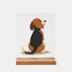 Vintage-Beagle-Hund Rückansicht Illustration Pet L Acrylschild
