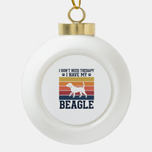 Vintage-Beagle-Hund-Therapie-Shirt-Design_1 Keramik Kugel-Ornament