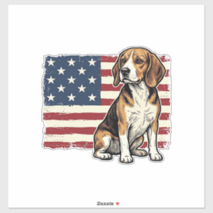 Vintage-Beagle-Patriotismus-Flagge-Hunde-Shirt-Des Aufkleber