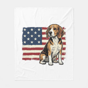 Vintage-Beagle-Patriotismus-Flagge-Hunde-Shirt-Des Fleecedecke