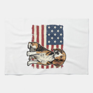 Vintage-Beagle-Patriotismus-Flagge-Hunde-Shirt-Des Geschirrtuch
