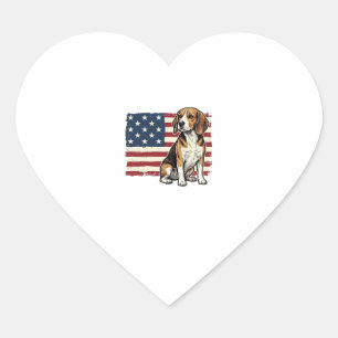 Vintage-Beagle-Patriotismus-Flagge-Hunde-Shirt-Des Herz-Aufkleber