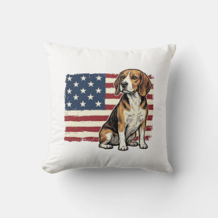 Vintage-Beagle-Patriotismus-Flagge-Hunde-Shirt-Des Kissen