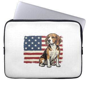 Vintage-Beagle-Patriotismus-Flagge-Hunde-Shirt-Des Laptopschutzhülle