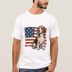 Vintage-Beagle-Patriotismus-Flagge-Hunde-Shirt-Des T-Shirt