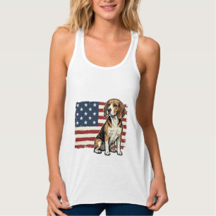 Vintage-Beagle-Patriotismus-Flagge-Hunde-Shirt-Des Tank Top
