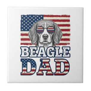 Vintage-Beagle-Vater-patriotisches-Hunde-Shirt-Des Fliese