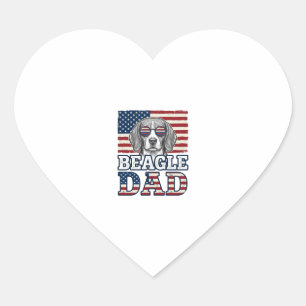 Vintage-Beagle-Vater-patriotisches-Hunde-Shirt-Des Herz-Aufkleber