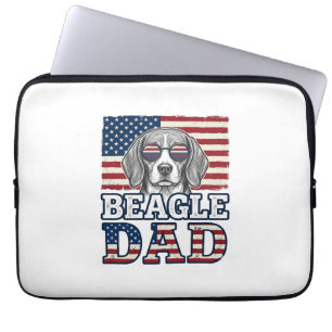 Vintage-Beagle-Vater-patriotisches-Hunde-Shirt-Des Laptopschutzhülle