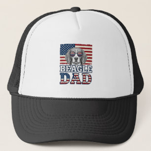 Vintage-Beagle-Vater-patriotisches-Hunde-Shirt-Des Truckerkappe