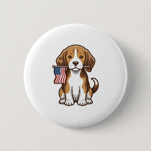 Vintage Beagle Welpe Amerikanische Flagge Shirt De Button