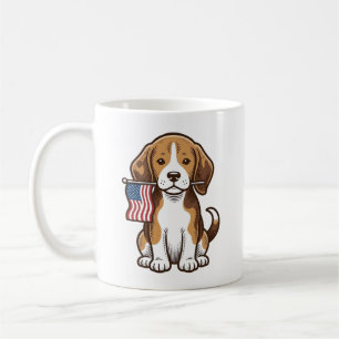 Vintage-Beagle-Welpen-Amerikanische-Flagge-Shirt-D Kaffeetasse