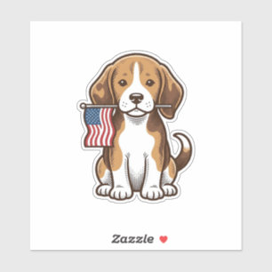 Vintage-Beagle-Welpen-Shirt-Design mit amerikanisc Aufkleber