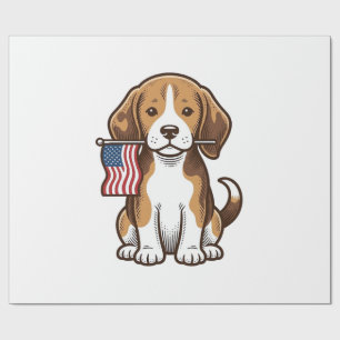 Vintage-Beagle-Welpen-Shirt-Design mit amerikanisc Geschenkpapier