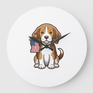 Vintage-Beagle-Welpen-Shirt-Design mit amerikanisc Große Wanduhr